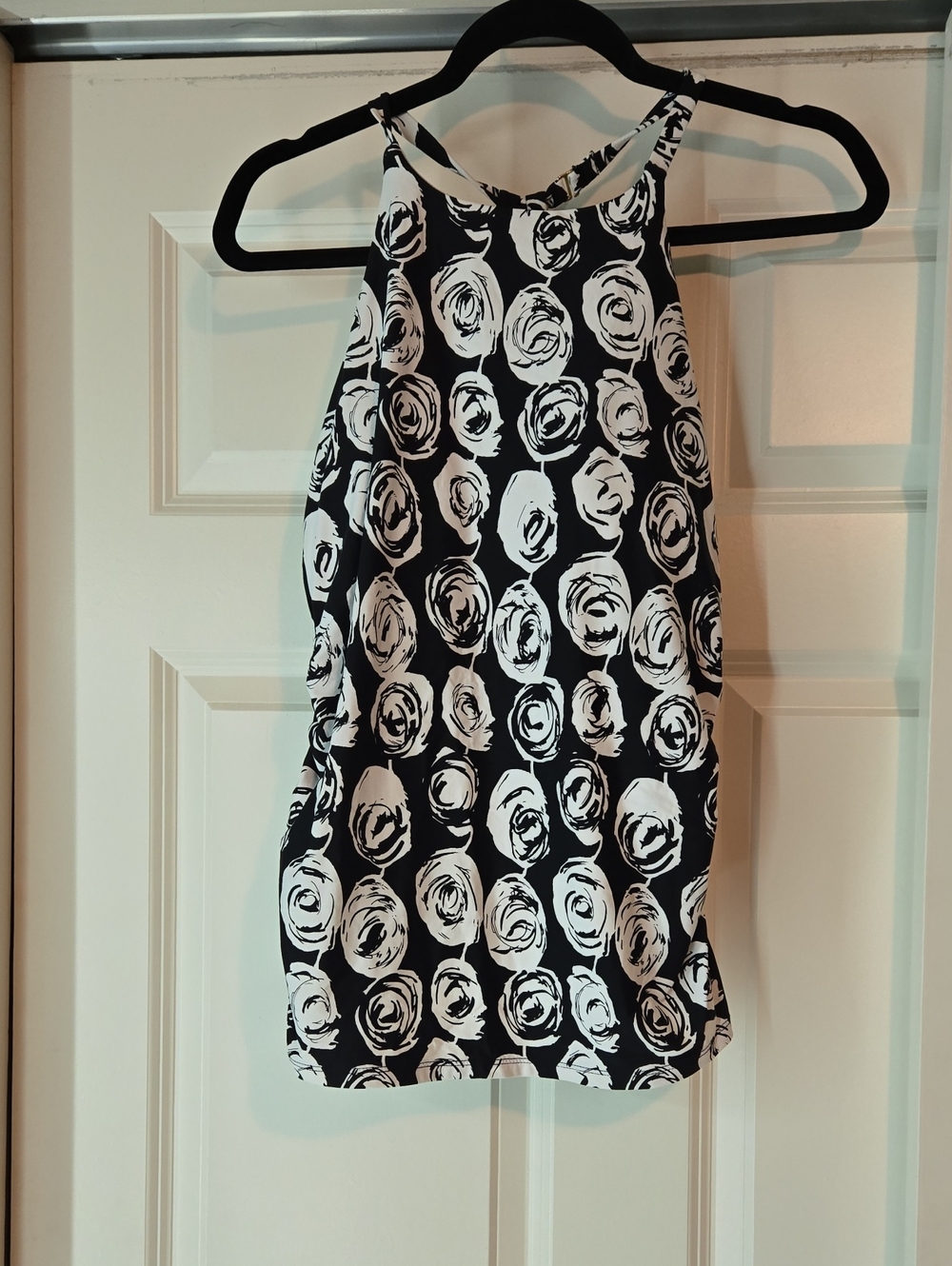 Black & White Floral Halter Swimsuit Top No Bottom